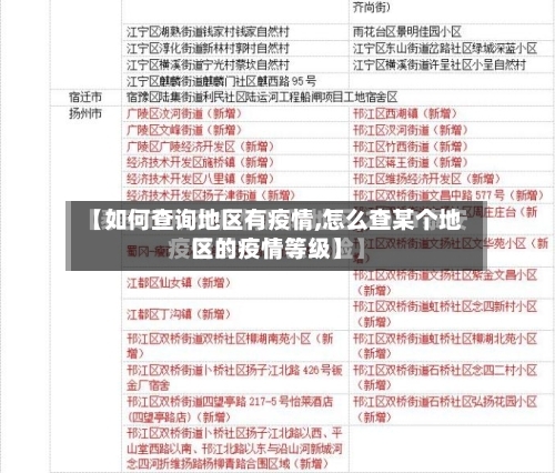 【如何查询地区有疫情,怎么查某个地区的疫情等级】